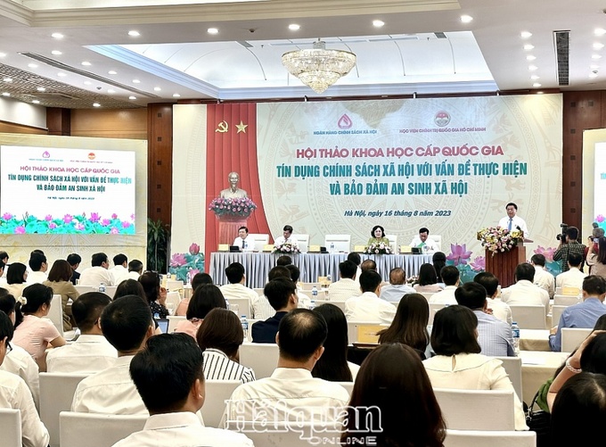 Hội thảo khoa học cấp quốc gia “Tín dụng chính sách xã hội với vấn đề thực hiện và bảo đảm an sinh xã hội”. Ảnh: H.D