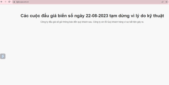 Trang web đấu giá tạm dừng hoạt động do trục trặc kỹ thuật.