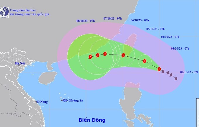 Dự báo vị trí và đường đi của Bão KOINU.