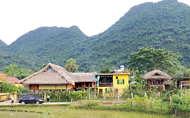 Những ngôi nhà truyền thống của người Tày trở thành homestay phục vụ du khách. Ảnh Báo Yên Bái