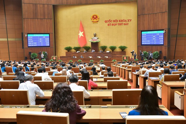 Với 465 ý kiến đại biểu tán thành, chiếm 94,13% tổng số đại biểu, Luật Kinh doanh bất động sản (sửa đổi) đã chính thức được thông qua. (Ảnh: Chính phủ)