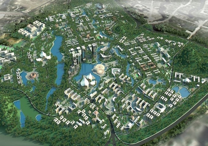 Phối cảnh quy hoạch chung dự án Đại học Quốc gia Hà Nội tại Hòa Lạc.