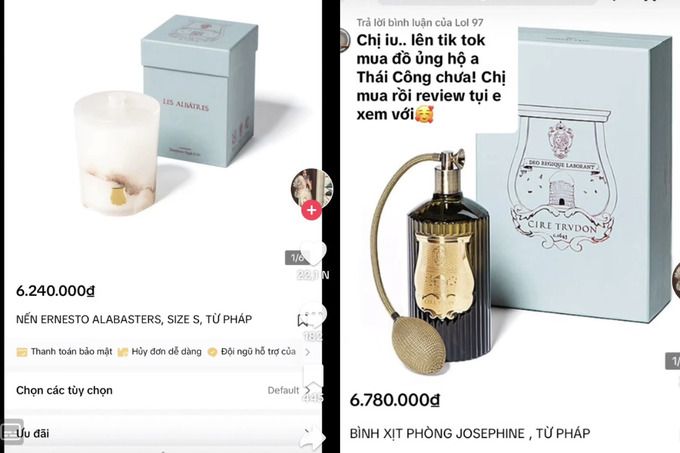 Một số món đồ nữ đại gia chia sẻ trên Tiktok
