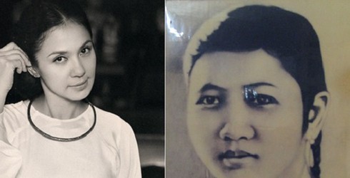 Diễn viên Việt Trinh (phim Người đẹp Tây Đô) và bà Lâm Thị Phấn thời trẻ