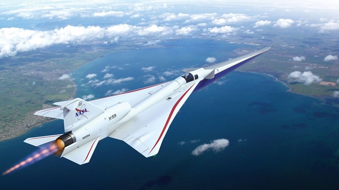 Hình ảnh mô phỏng của máy bay siêu thanh X-59 QuessT. Ảnh: CNN