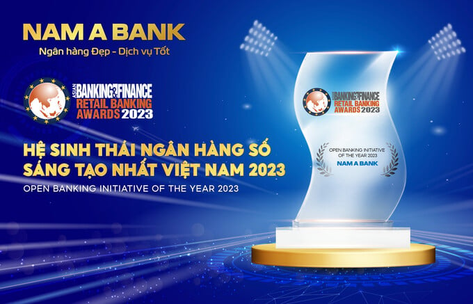 Nam A Bank nhận giải thưởng “Hệ sinh thái ngân hàng số sáng tạo nhất Việt Nam 2023” (Open Banking Initiative of the Year 2023) do Tạp chí Asian Banking & Finance (ABF) trao tặng.