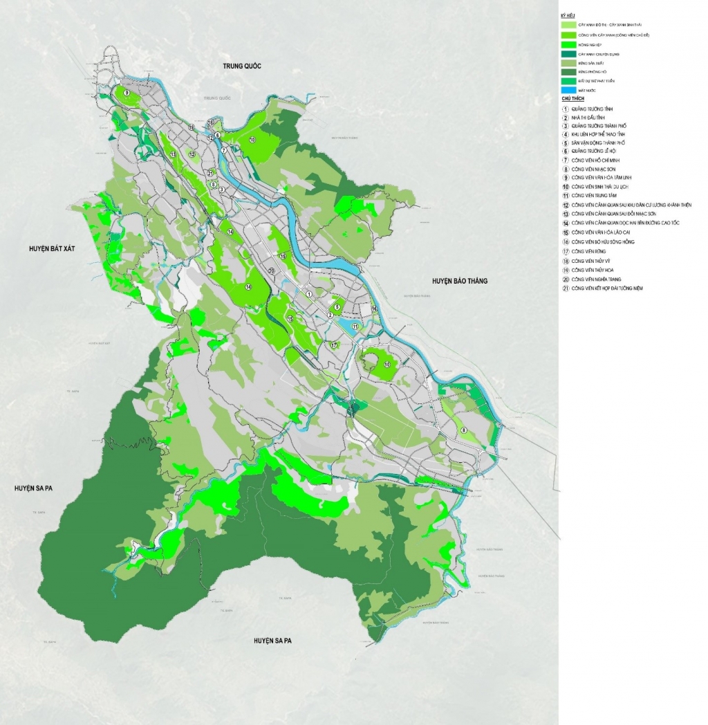 Bản đồ Quy hoạch hệ thống công viên trên địa bàn TP. Lào Cai