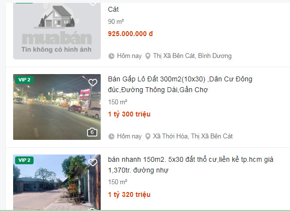 giá đất bến cát