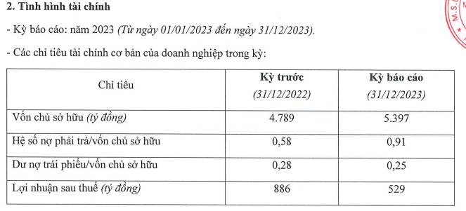 Tình hình tài chính của Công ty TNHH MTV Đầu tư và Phát triển DB năm 2023