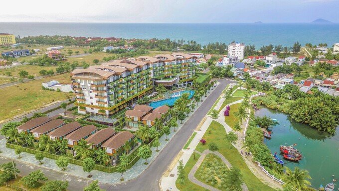 Bellerive Hội An Resort and Spa nằm nghiêng mình bên hạ lưu dòng sông Thu Bồn. Ảnh: Internet