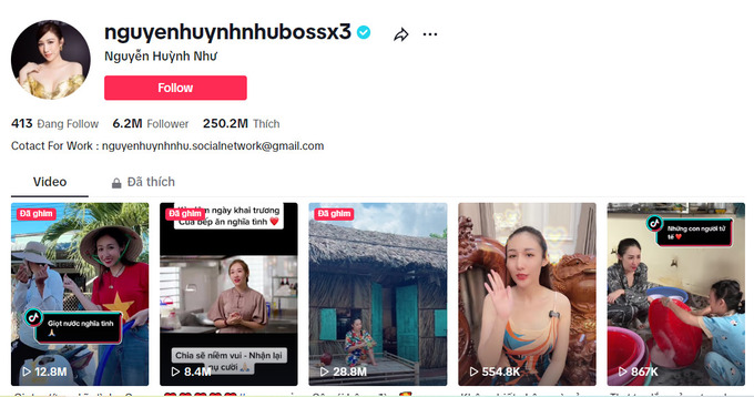 Nick tiktok chính của Huỳnh Như