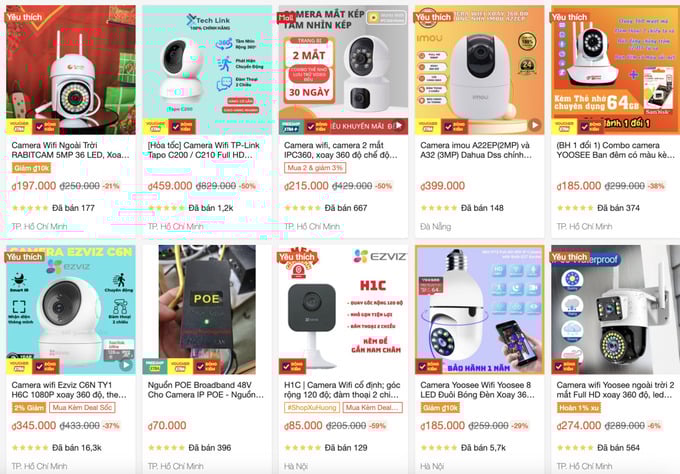 Thị trường camera Việt Nam có tới 90% thương hiệu đến từ Trung Quốc. Ảnh chụp màn hình.