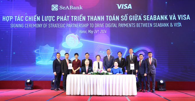 Ngày 24/5/2024 tại Hà Nội, SeABank và Tổ chức thẻ quốc tế Visa đã ký kết thỏa thuận Hợp tác chiến lược Phát triển thanh toán số