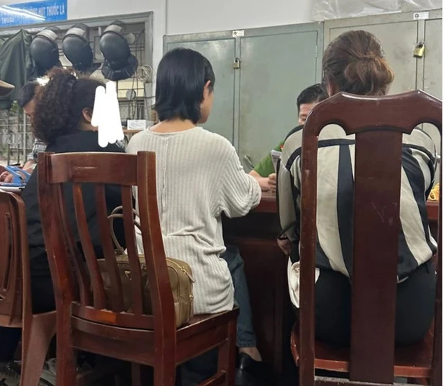 Châu Bùi trình báo vụ việc với cơ quan chức năng. Ảnh: FBNV