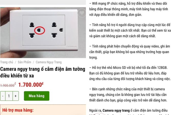 Thông tin về loại camera quay lén mà nạn nhân tìm được trên Internet (Ảnh: N.T.H)