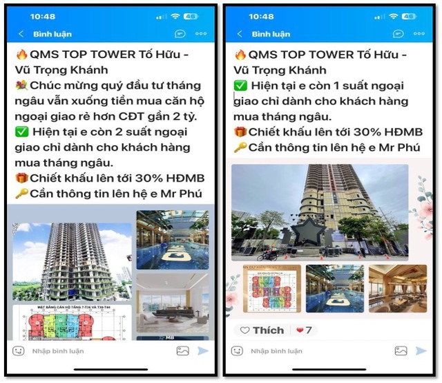 Thông tin ưu đãi về dự án mà kẻ lừa đảo đăng tải. Ảnh: Chủ đầu tư cung cấp