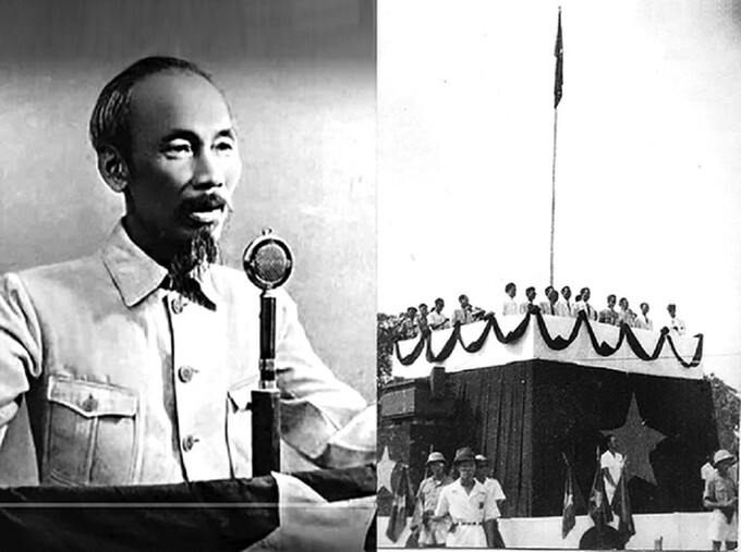 Chủ tịch Hồ Chí Minh đọc bản Tuyên ngôn Độc lập ngày 2/9/1945 tại Quảng trường Ba Đình mãi trở thành những giây phút lịch sử của dân tộc Việt Nam. Ảnh: Tư liệu