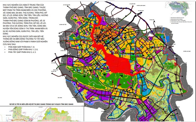 Quy hoạch Phân khu 9, đô thị Bắc Giang, tỉnh Bắc Giang, tỷ lệ 1/2.000. Ảnh: Báo Bắc Giang