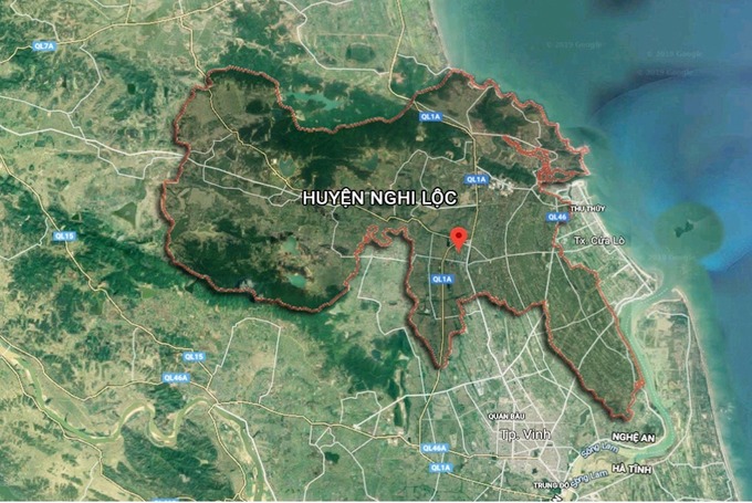 Vị trí huyện Nghi Lộc. Ảnh: Google Map