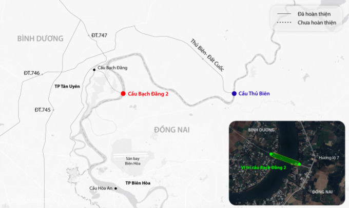 Vị trí của cầu Bạch Đằng 2. Ảnh: VnExpress