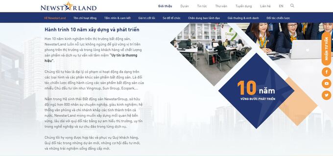 Website chính thức của NewstarLand. Ảnh chụp màn hình