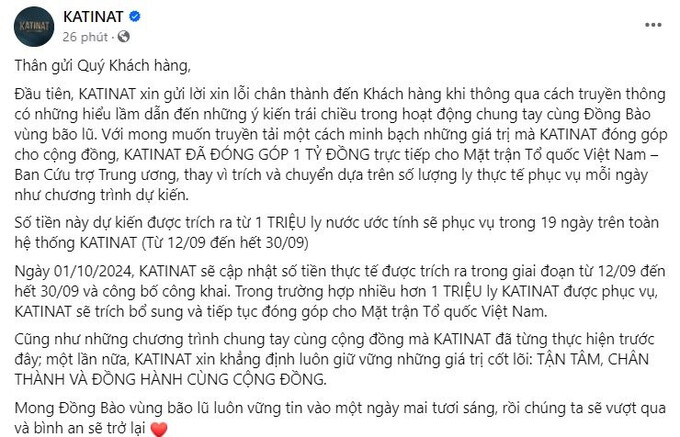 KATINAT chính thức lên tiếng sau 