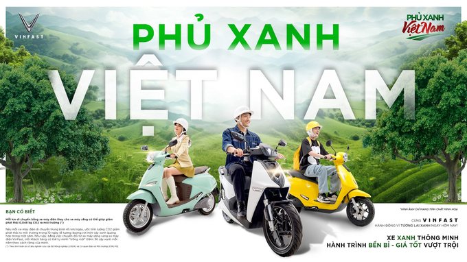 VinFast triển khai chương trình “Phủ xanh Việt Nam” từ ngày 20/09 đến hết ngày 31/12/2024 dành cho khách hàng mua xe máy điện VinFast.