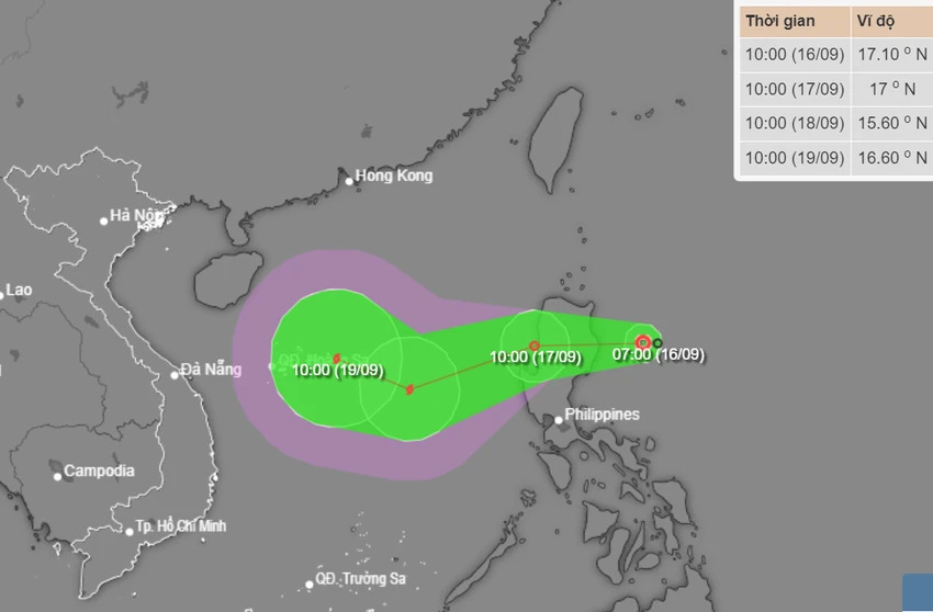 Một áp thấp nhiệt đới mới hình thành khu vực phía Tây Thái Bình Dương được dự báo sẽ vượt Philippines vào Biển Đông trưa mai. Mùa mưa lũ năm nay ở miền Bắc có thể kéo dài hơn. Ảnh: Trung tâm Dự báo khí tượng thủy văn quốc gia