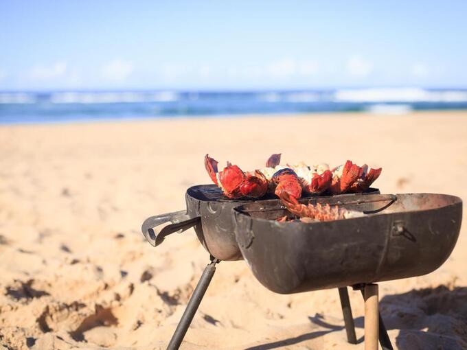 Tiệc BBQ trên bãi biển luôn là điều kích thích du khách khi đến bãi Ông Lang. Ảnh: Internet