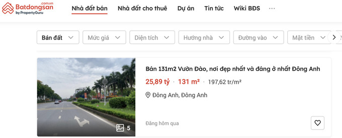 Nguồn: Batdongsan.com.vn