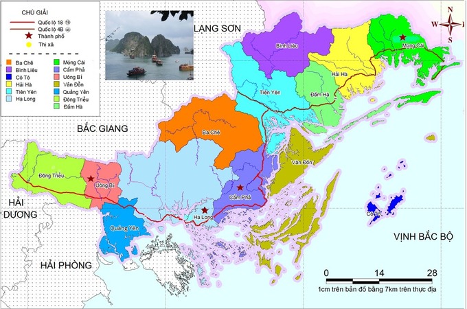 Bản đồ hành chính tỉnh Quảng Ninh. Ảnh: Cổng thông tin điện tử Quảng Ninh