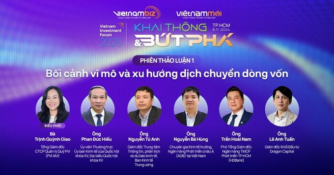 Diễn đàn Đầu tư Việt Nam 2025: “Khai thông & Bứt phá” được tổ chức với 4 phiên thảo luận. Phiên 1: Bối cảnh vĩ mô và xu hướng dịch chuyển dòng vốn; Phiên 2: Bất động sản Việt Nam: Cơ hội đầu tư trong chu kỳ mới; Phiên 3: Quản lý tài sản: Giải pháp đầu tư thụ động phát huy hiệu quả; Phiên 4: Chiến lược đầu tư chứng khoán đón đầu bứt phát 2025-2027.