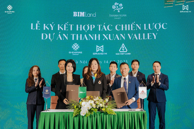 Ảnh: Đại diện BIM Land và Grand M ký kết hợp tác