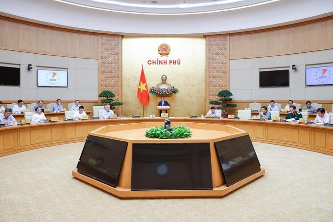 Thủ tướng Phạm Minh Chính chủ trì phiên họp Chính phủ thường kỳ tháng 4/2025. Ảnh: VGP/Nhật Bắc