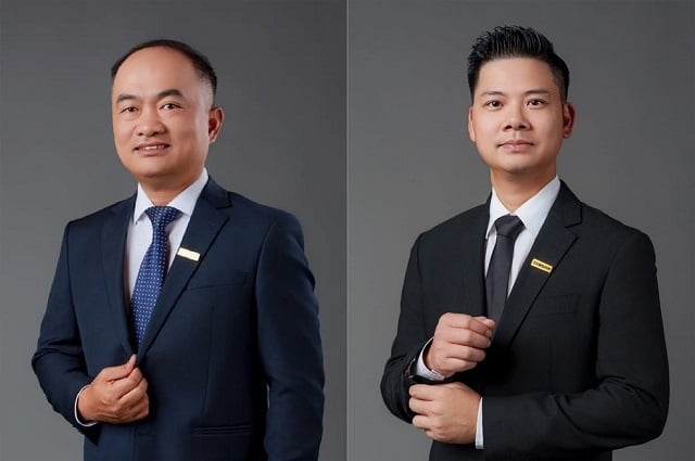 Ông Phạm Quang Dũng (phải) và ông Trần Anh Thắng giữ chức Phó Tổng Giám đốc Eximbank từ 8/5/2025.