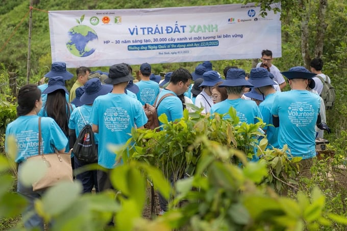 “Vì trái đất xanh” là sáng kiến do HP Việt Nam khởi xướng nhân dịp kỷ niệm 30 năm hiện diện tại Việt Nam, mục tiêu trồng 30.000 cây xanh nhằm phục hồi 50 ha rừng tự nhiên tại tỉnh Hòa Bình trong năm 2025. Nguồn: PanNature