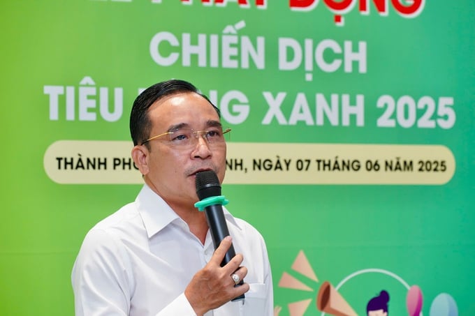 Ông Nguyễn Ngọc Thắng, Phó Tổng Giám đốc Saigon Co.op phát biểu khai mạc chiến dịch Tiêu dùng Xanh 2025 với chủ đề “Thương hiệu xanh - Đậm sắc Việt”.
