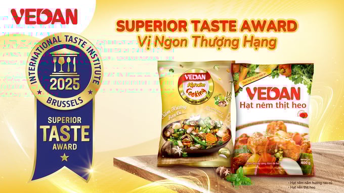 Hạt nêm thịt heo Vedan và Hạt nêm nấm hương rau củ Vedan được trao chứng nhận giải thưởng “Vị ngon thượng hạng 2025”