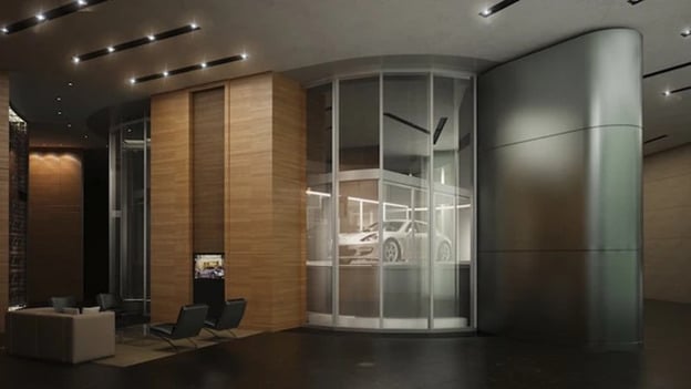Toà tháp Bugatti Chiron Residences ở Dubai lắp thang máy từ gara lên từng căn hộ cho xe hơi