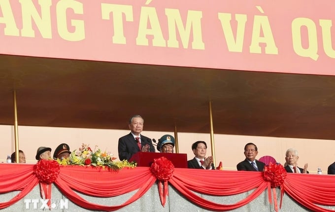 Tổng Bí thư Tô Lâm đọc Diễn văn tại Lễ kỷ niệm 80 năm Cách mạng tháng Tám thành công (19/8/1945 - 19/8/2025) và Quốc khánh nước Cộng hòa xã hội chủ nghĩa Việt Nam (2/9/1945 - 2/9/2025). (Ảnh: TTXVN)