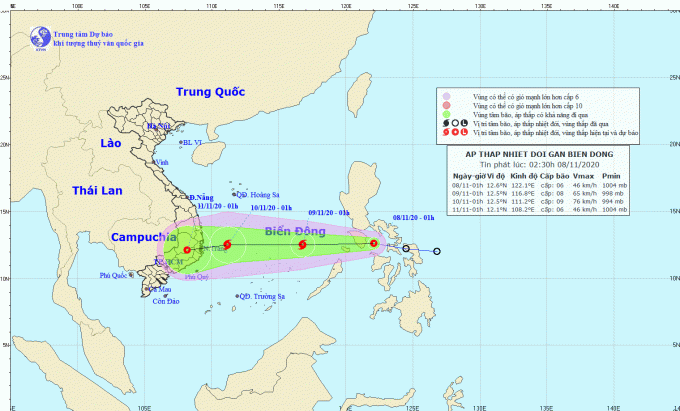 Áp thấp nhiệt đới sắp vào biển Đông có khả năng mạnh lên thành bão (Ảnh: Trung tâm DBKTTVQG)