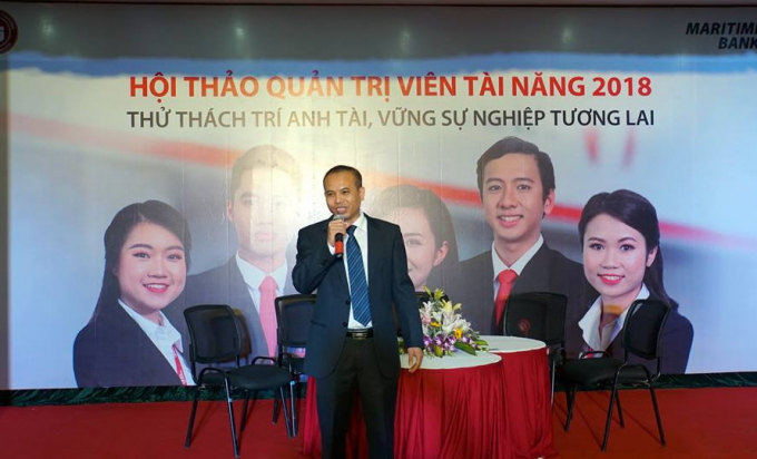 Ông Nguyễn Phi Hùng tại một hội thảo được tổ chức năm 2018 khi còn giữ chức Phó Tổng giám đốc, Giám đốc khối vận hành của MSB.