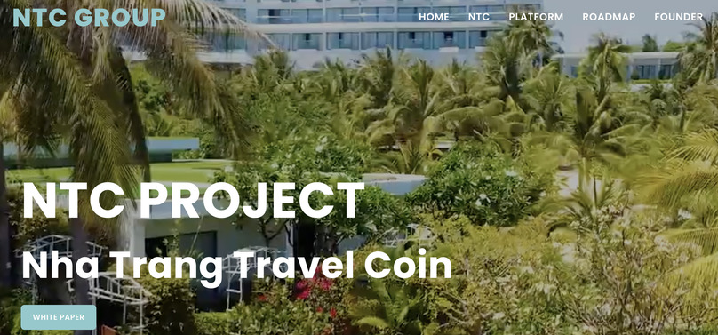 Giao diện webiste lừa đảo tiền mã hoá Nha Trang Travel Coin.