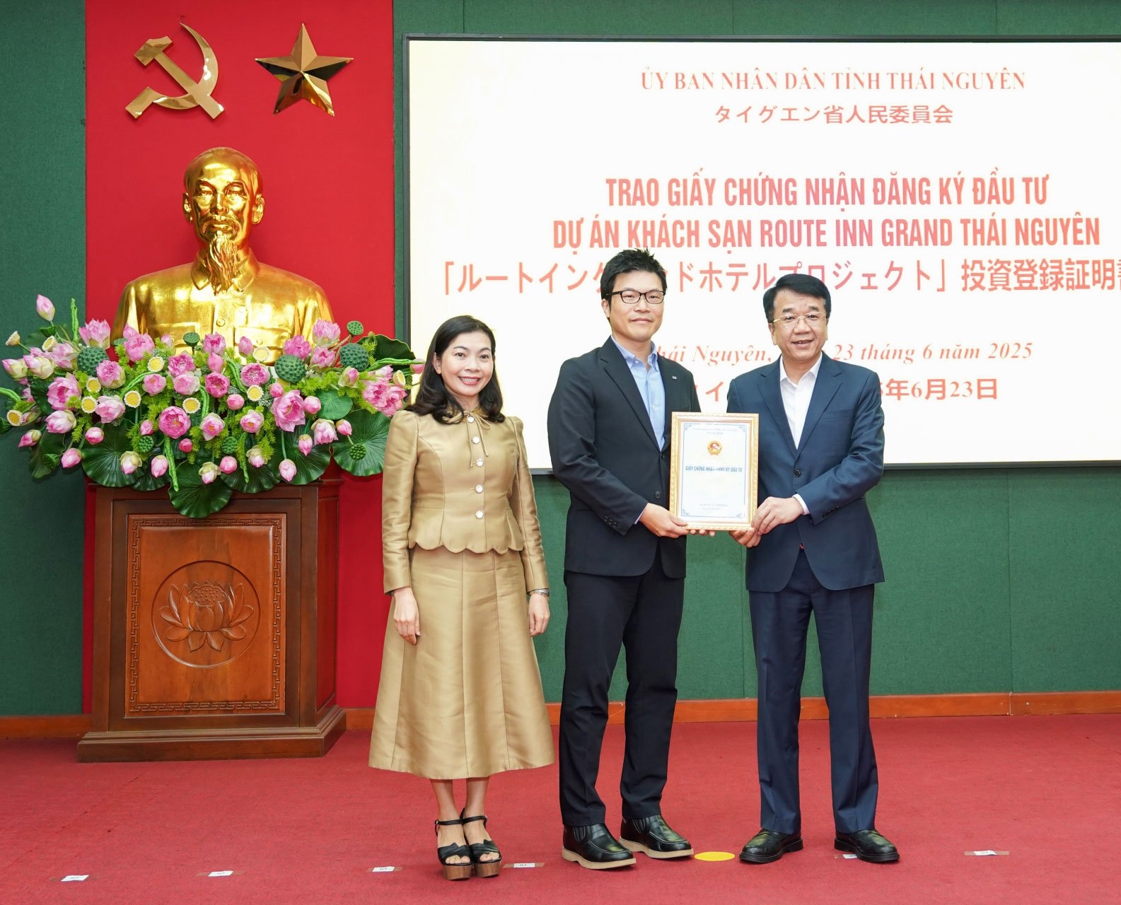 Thái Nguyên: Trao giấy chứng nhận đầu tư dự án khách sạn 375 tỷ đồng của Tập đoàn Rooute Inn Japan