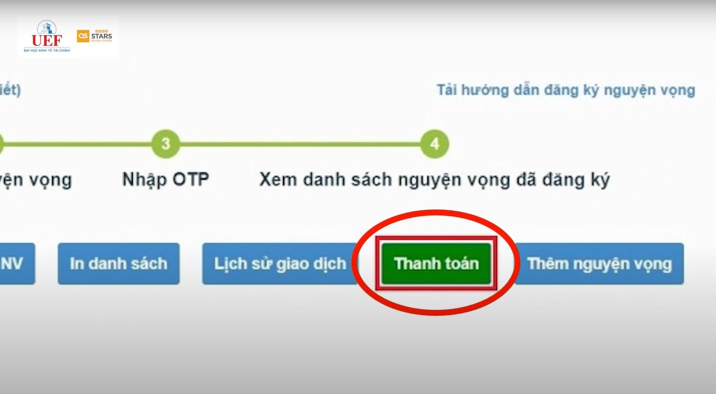 Cách thanh toán lệ phí nguyện vọng 2025 trên hệ thống của Bộ GDĐT chuẩn nhất