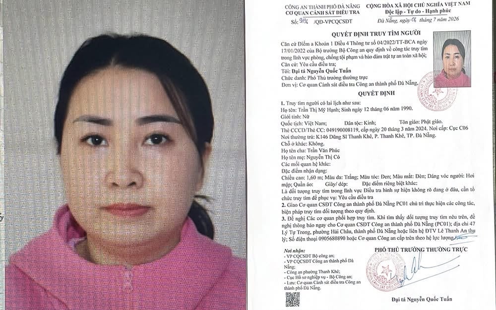 Công an Đà Nẵng phát thông báo truy tìm người phụ nữ liên quan vụ lừa đảo 26,3 tỷ đồng