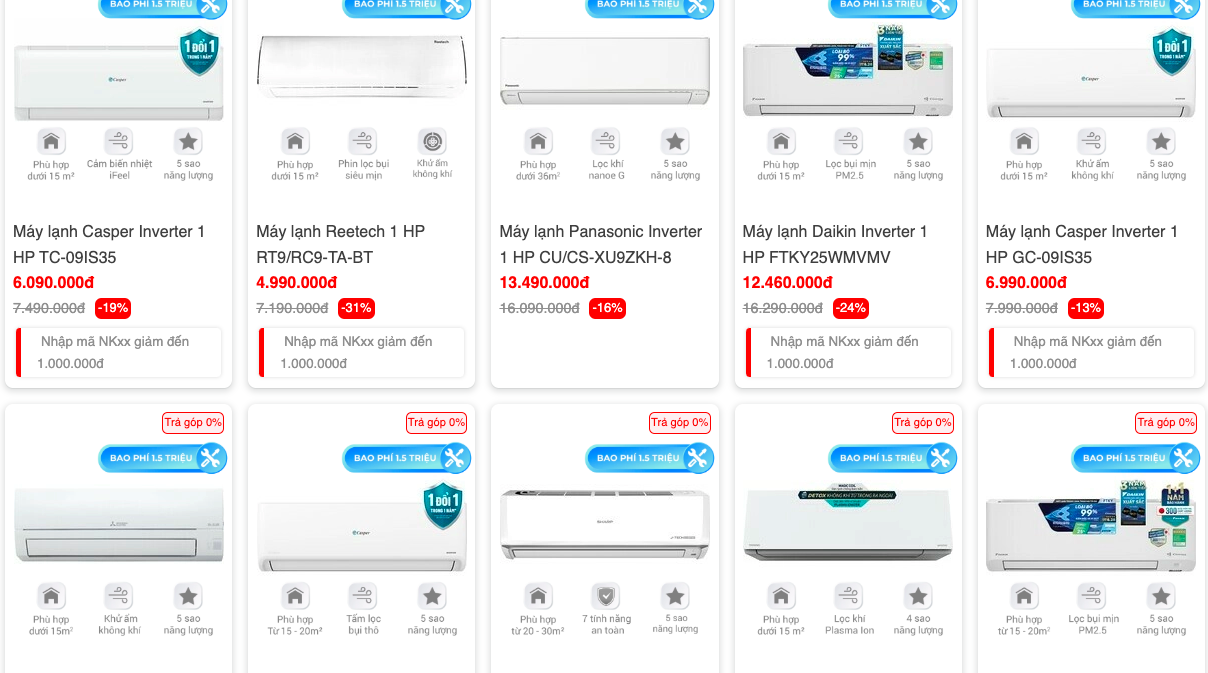 Nên mua điều hoà ở siêu thị điện máy hay các kênh online?