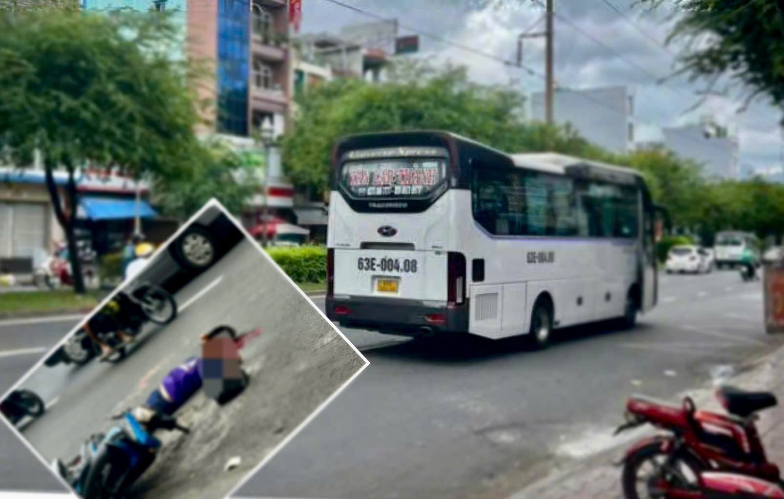 Giao thông trên đường Hồng Bàng, phường Bình Tây ùn ứ nặng do va chạm giữa xe máy và xe khách