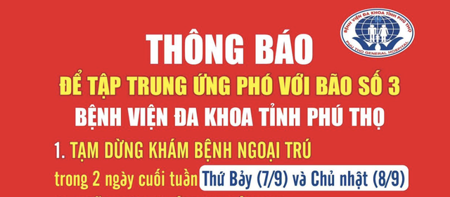  Bệnh viện thông báo tạm dừng khám bệnh ngoại trú