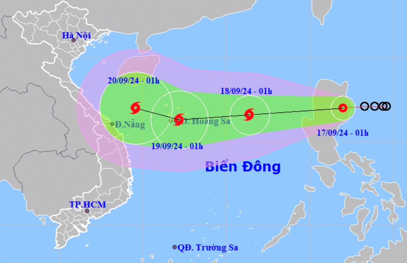  Hướng di chuyển của áp thấp nhiệt đới - Ảnh: NCHMF